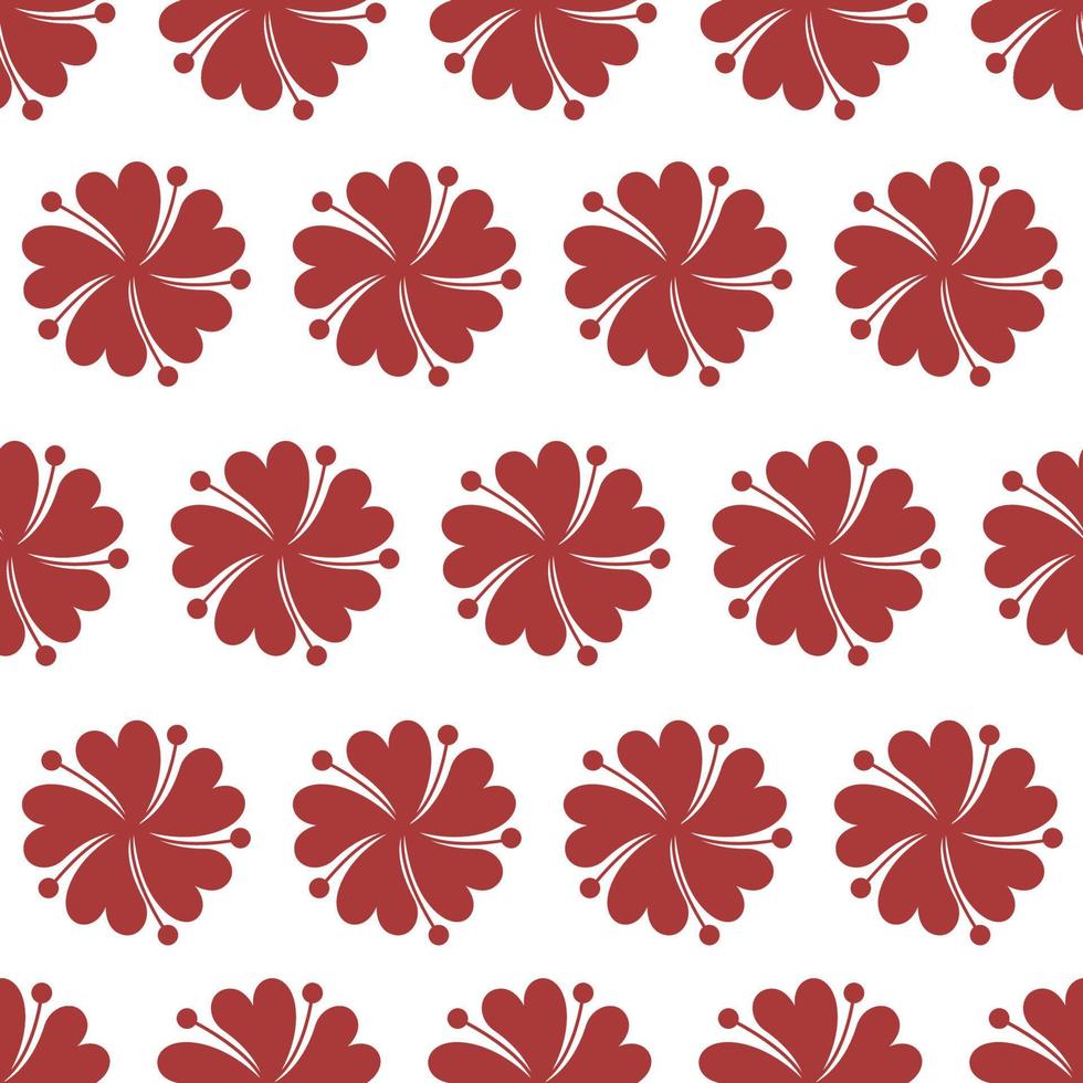Floral seamless pattern with red blooming flowers vector