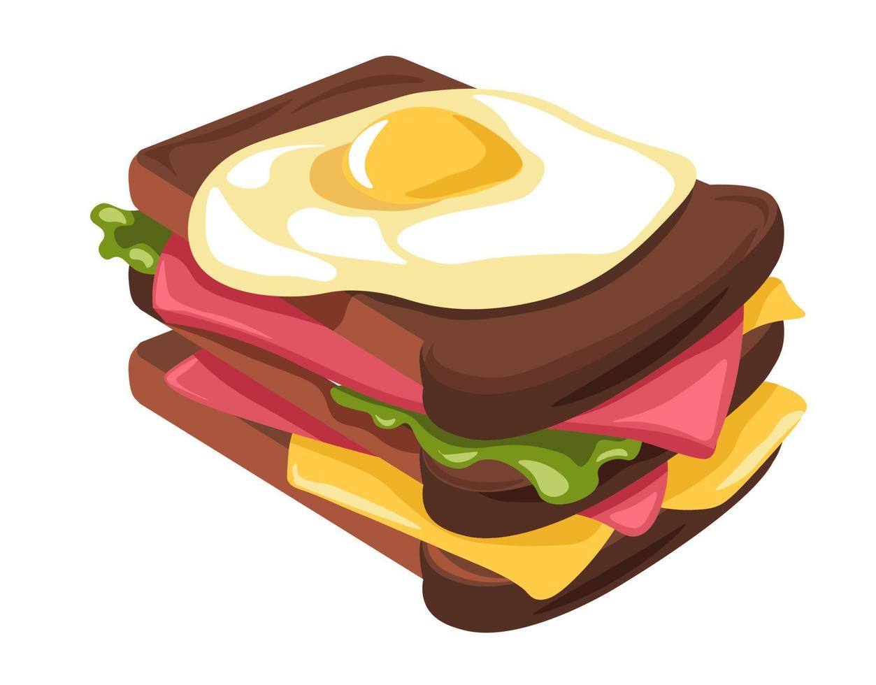 Home made sandwiches with fried egg and veggies vector