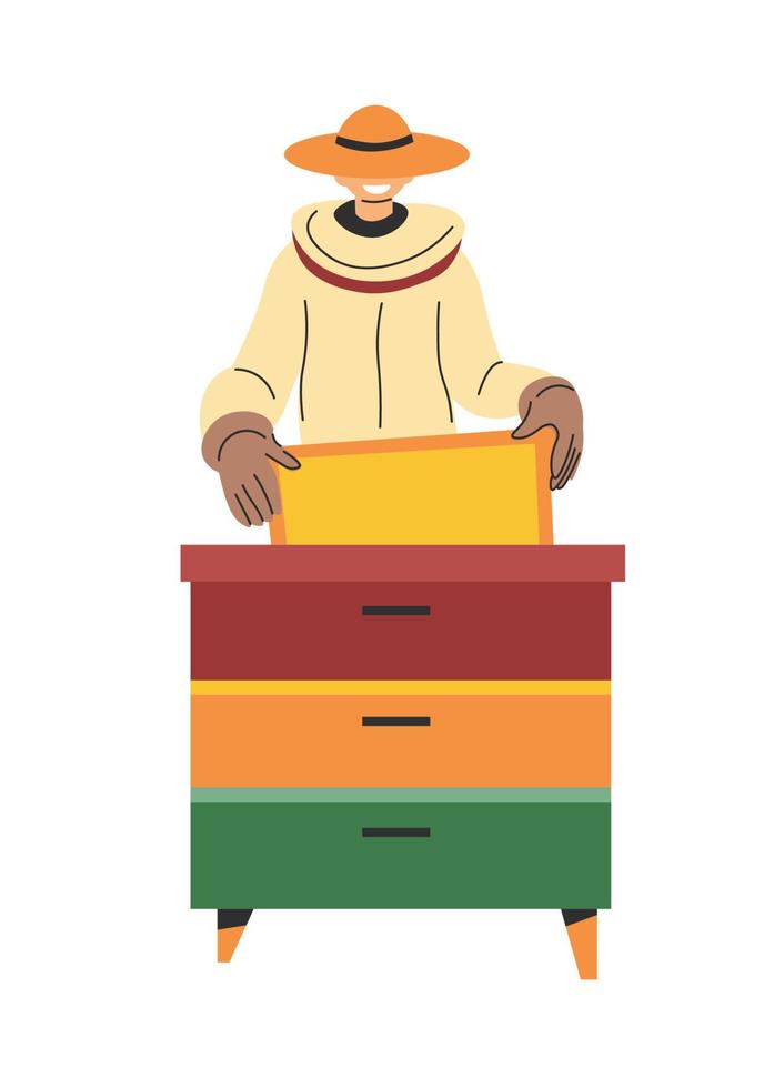 Honey production and beekeeping, apiculturist vector