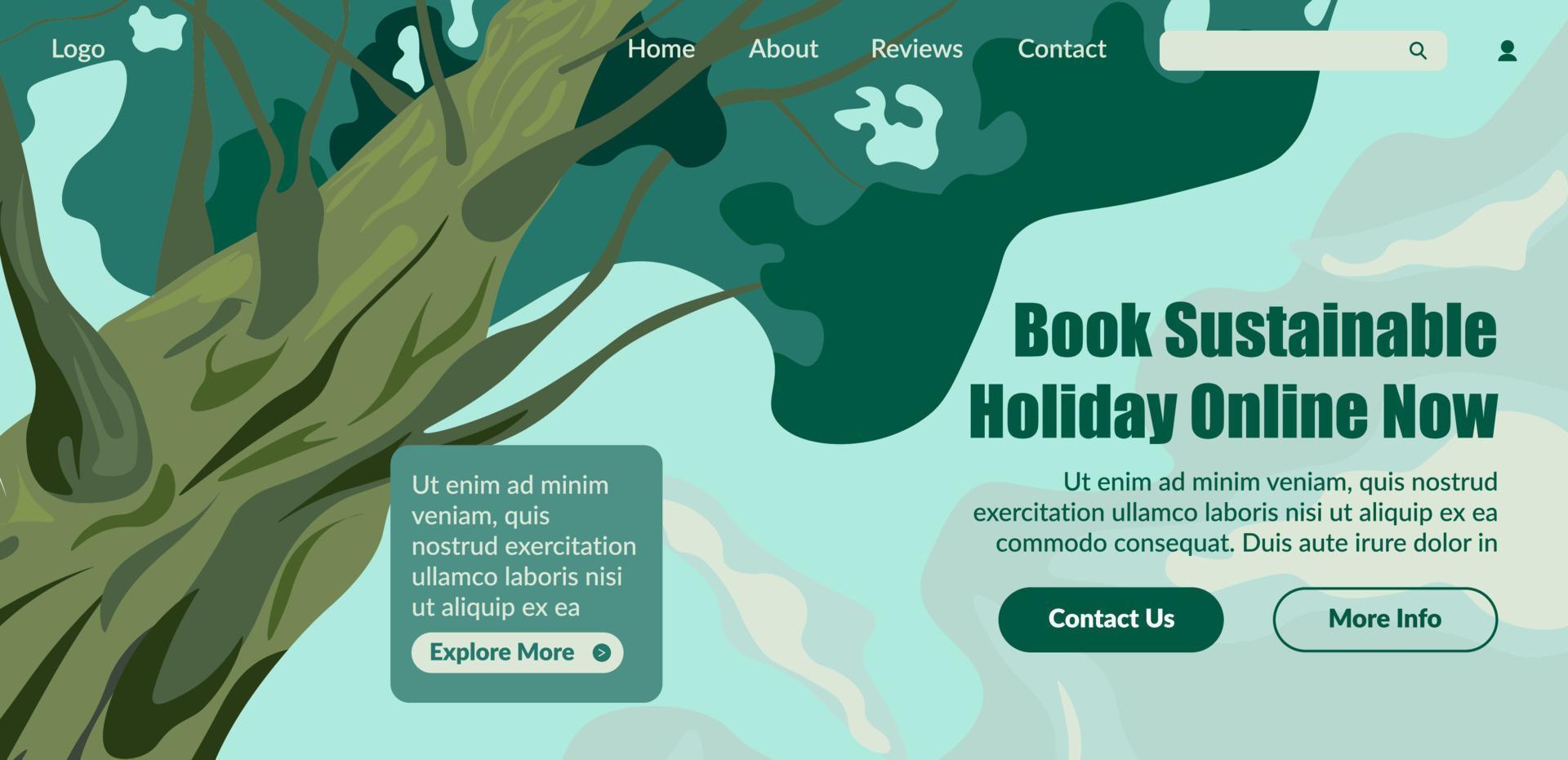 Book sustainable holiday online now, websites 22908292 Vector Art at