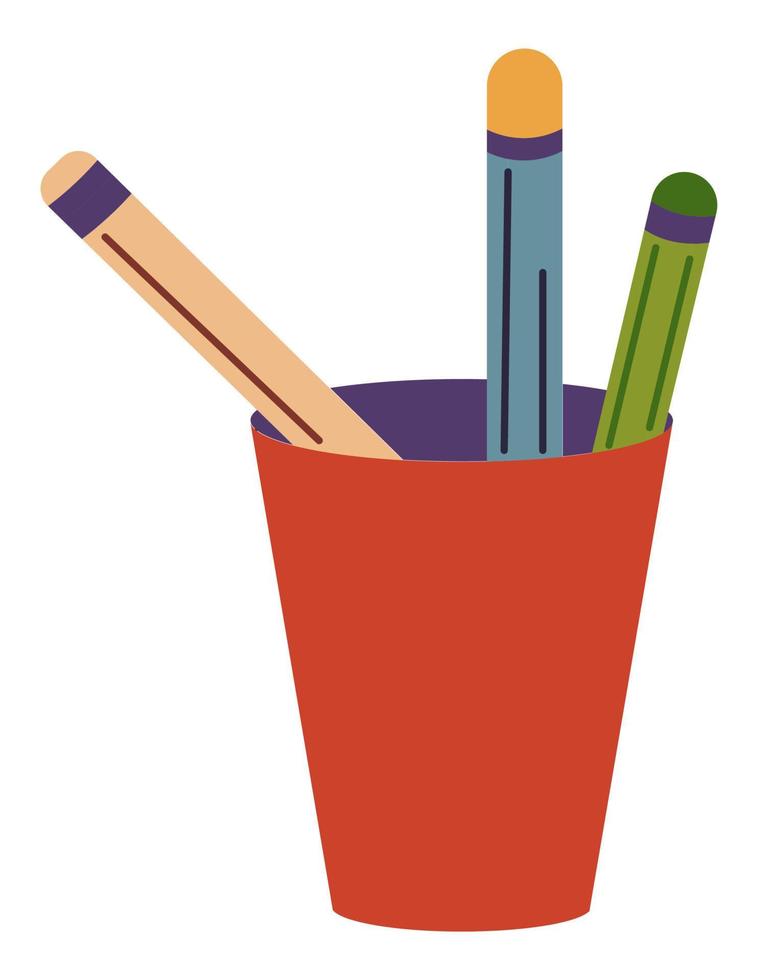 Cup with writing utensils pencil school elements Vector Image