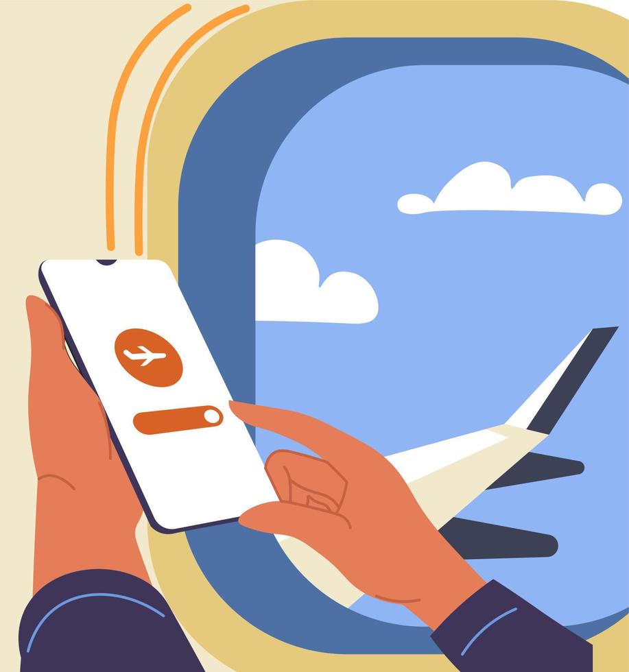 Person using air company application on phone vector