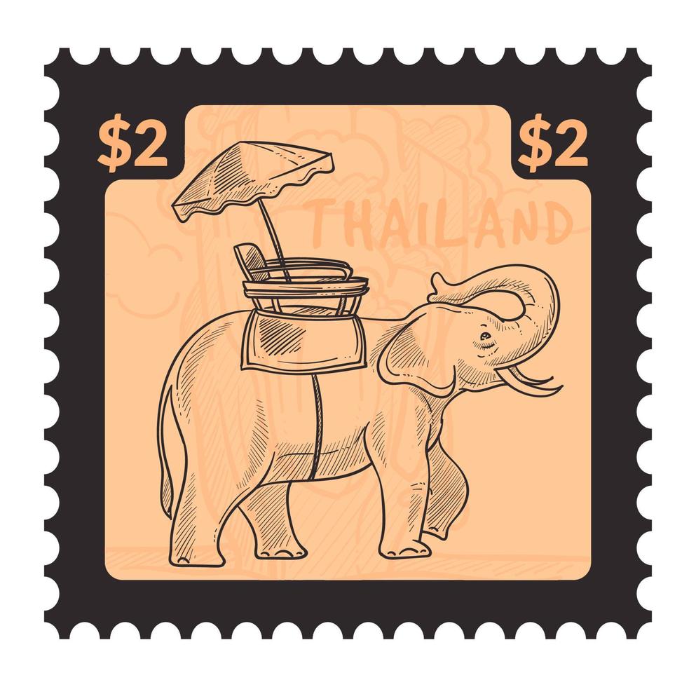 Tailandia recreación entretenimiento, elefante paseo vector