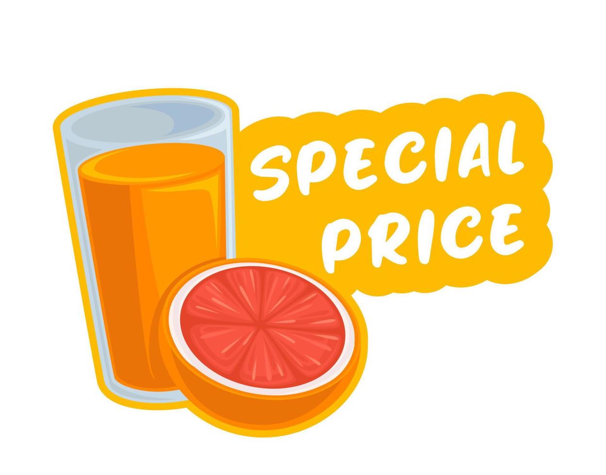 Special price on orange juice and grapefruits vector