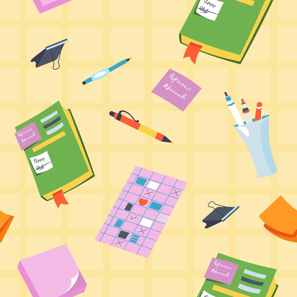 Notebooks and pencils, school and office supplies vector