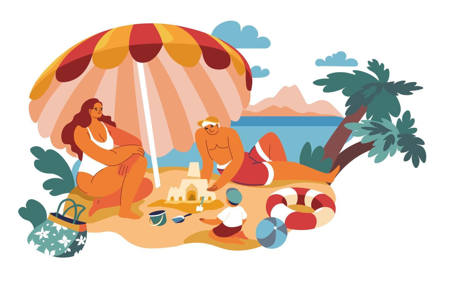 Couple resting seaside, summer holidays vacation vector