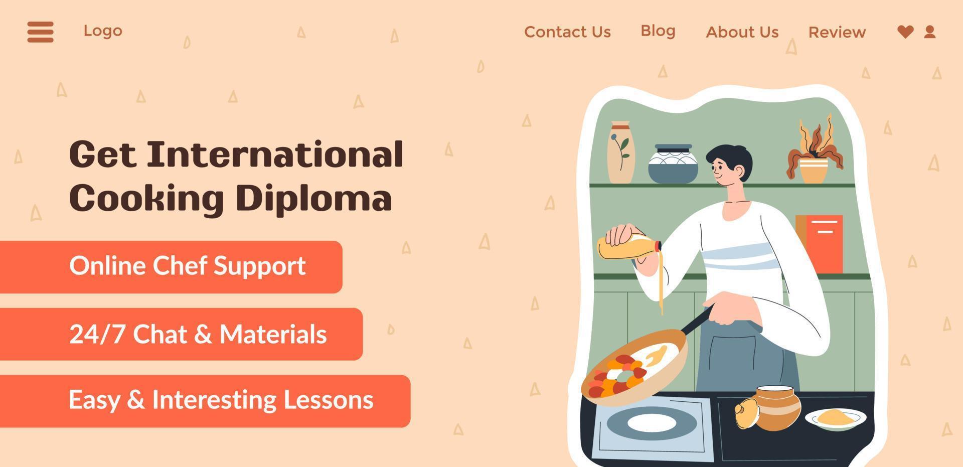 Get international cooking diploma online support vector