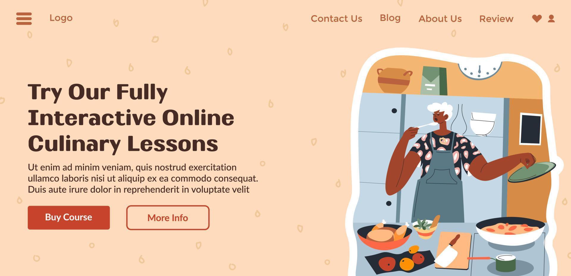 Try our fully interactive online culinary lessons vector