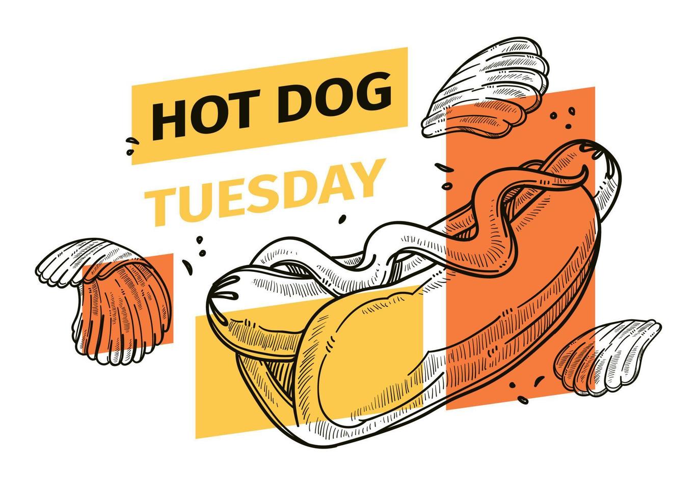 Hot dog Tuesday, street food promotional banner vector