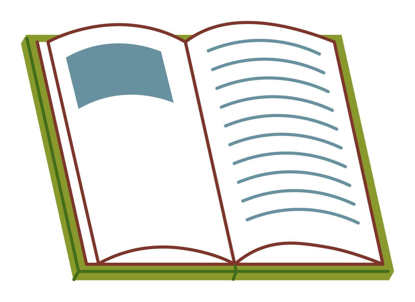 School textbook with text and picture, learning vector