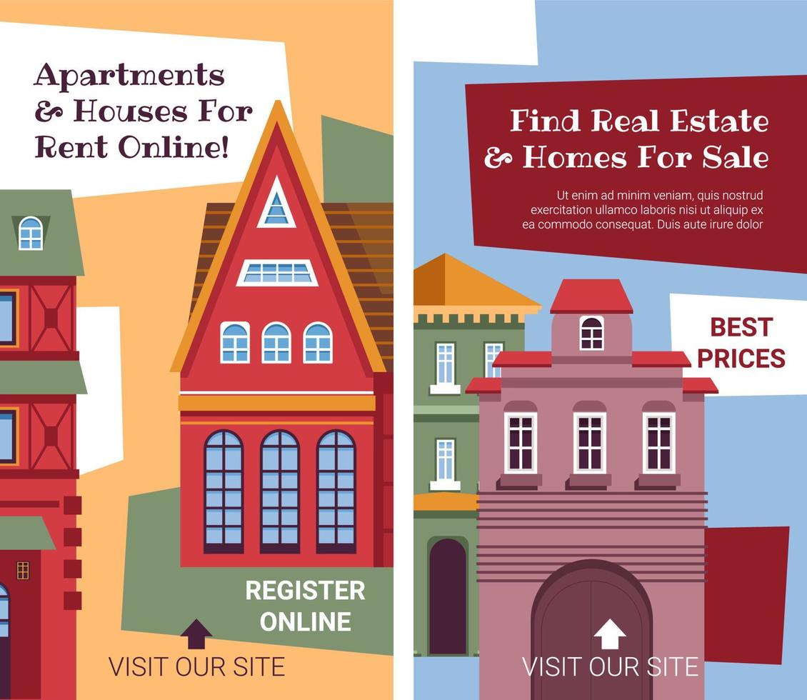 Apartments and houses for rent online banners 22908511 Vector Art at