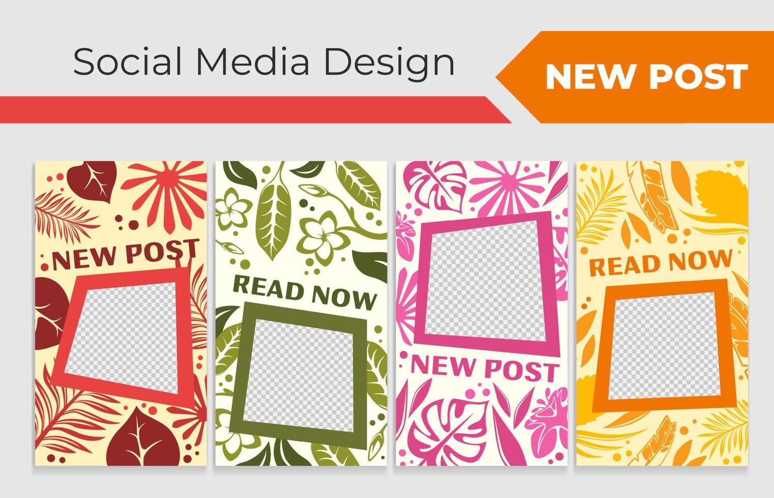 Social media story set with new post advertising vector
