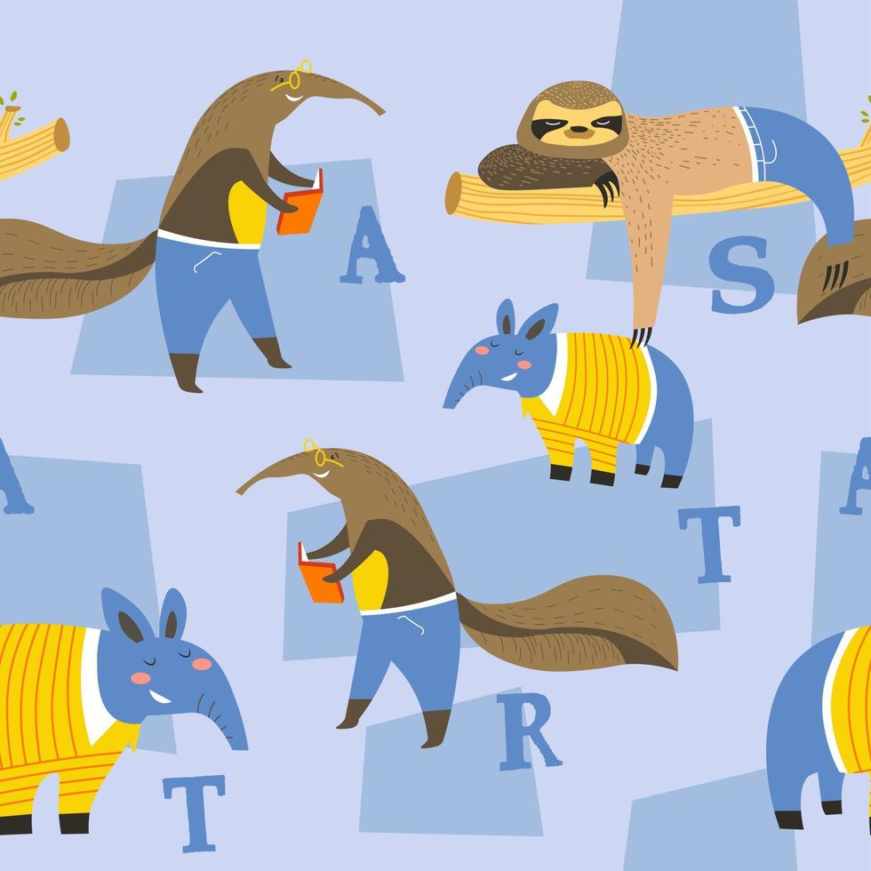 animal alfabeto, letras y caracteres retratos vector