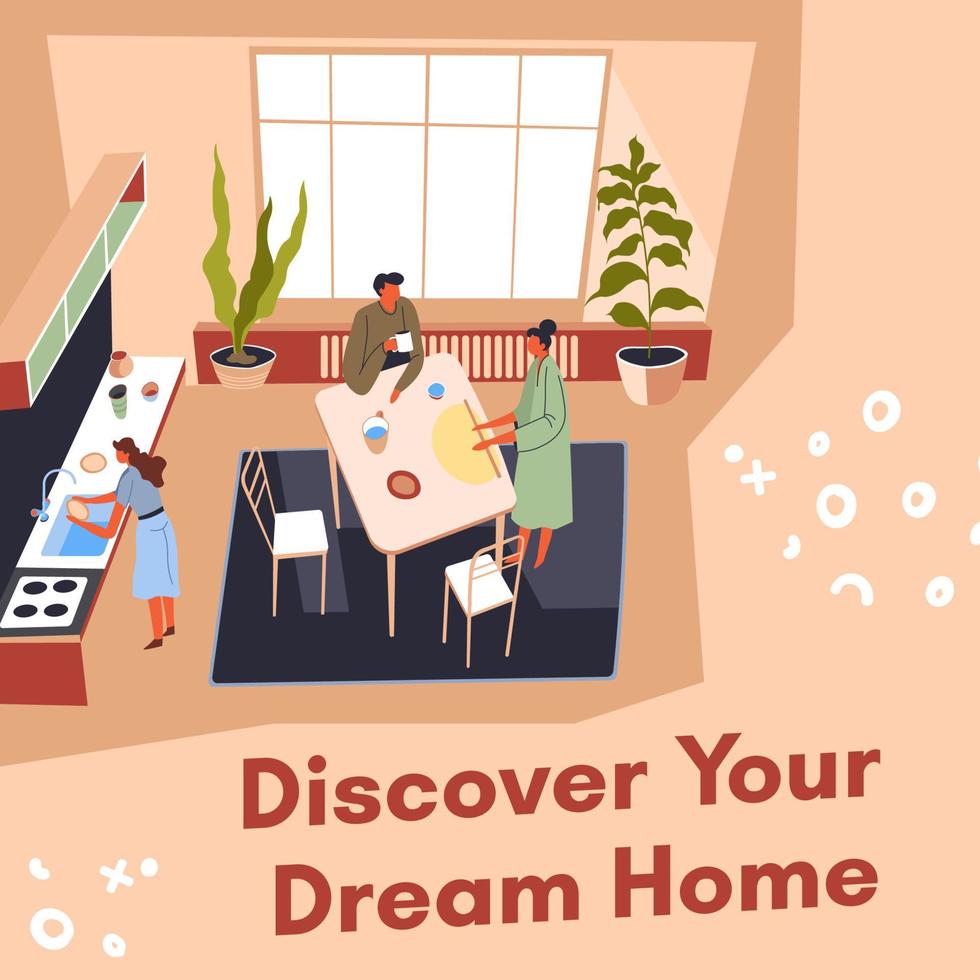 Discover your dream home, buy property banner vector