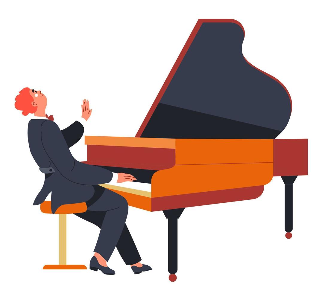 Piano player, classic music perfromer musician vector