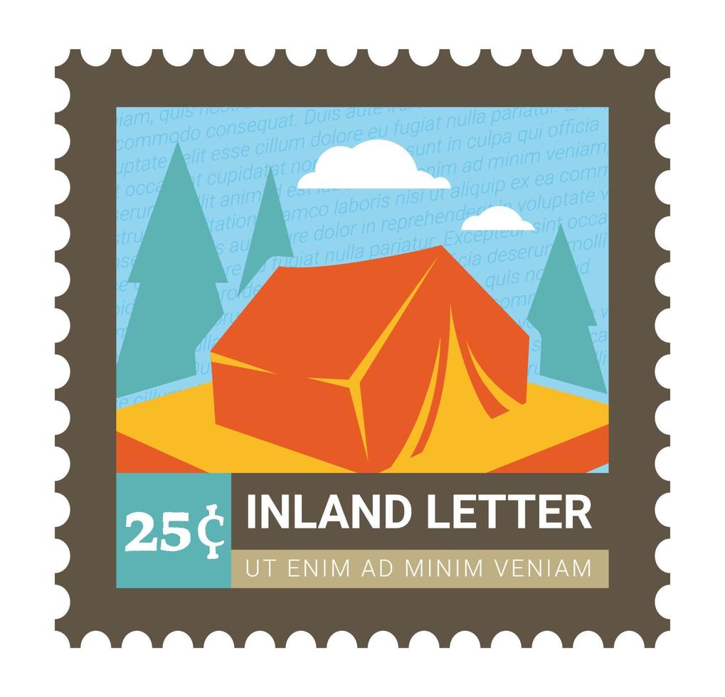 Inland letter, camping post mark with price vector