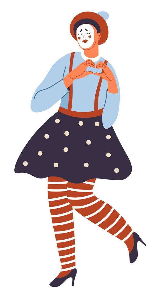 Pantimimist woman with beret, mime performance vector