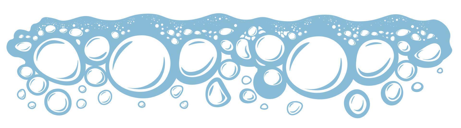 Bubbly water in line, hygiene or laundry soap suds vector