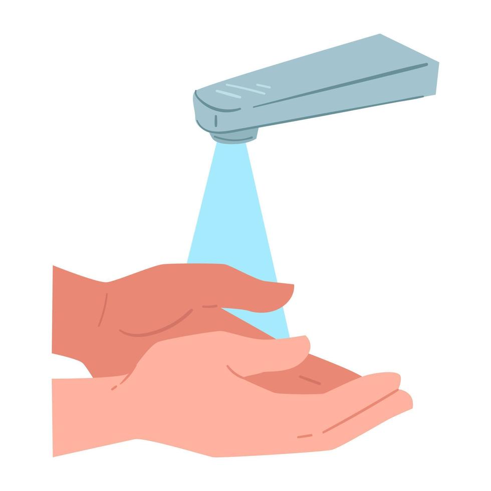 Lavado o enjuague manos con agua personal higiene vector