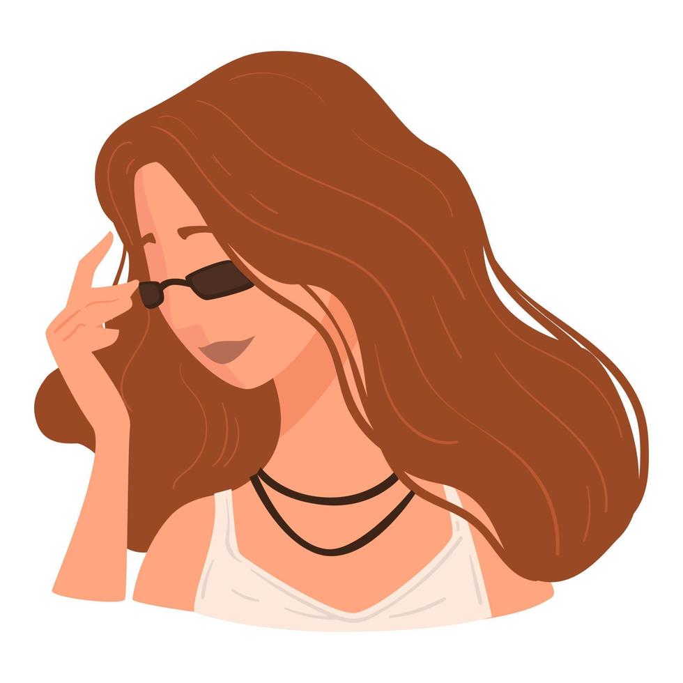 Stylish teenage girl wearing sunglasses, trends and fashion vector