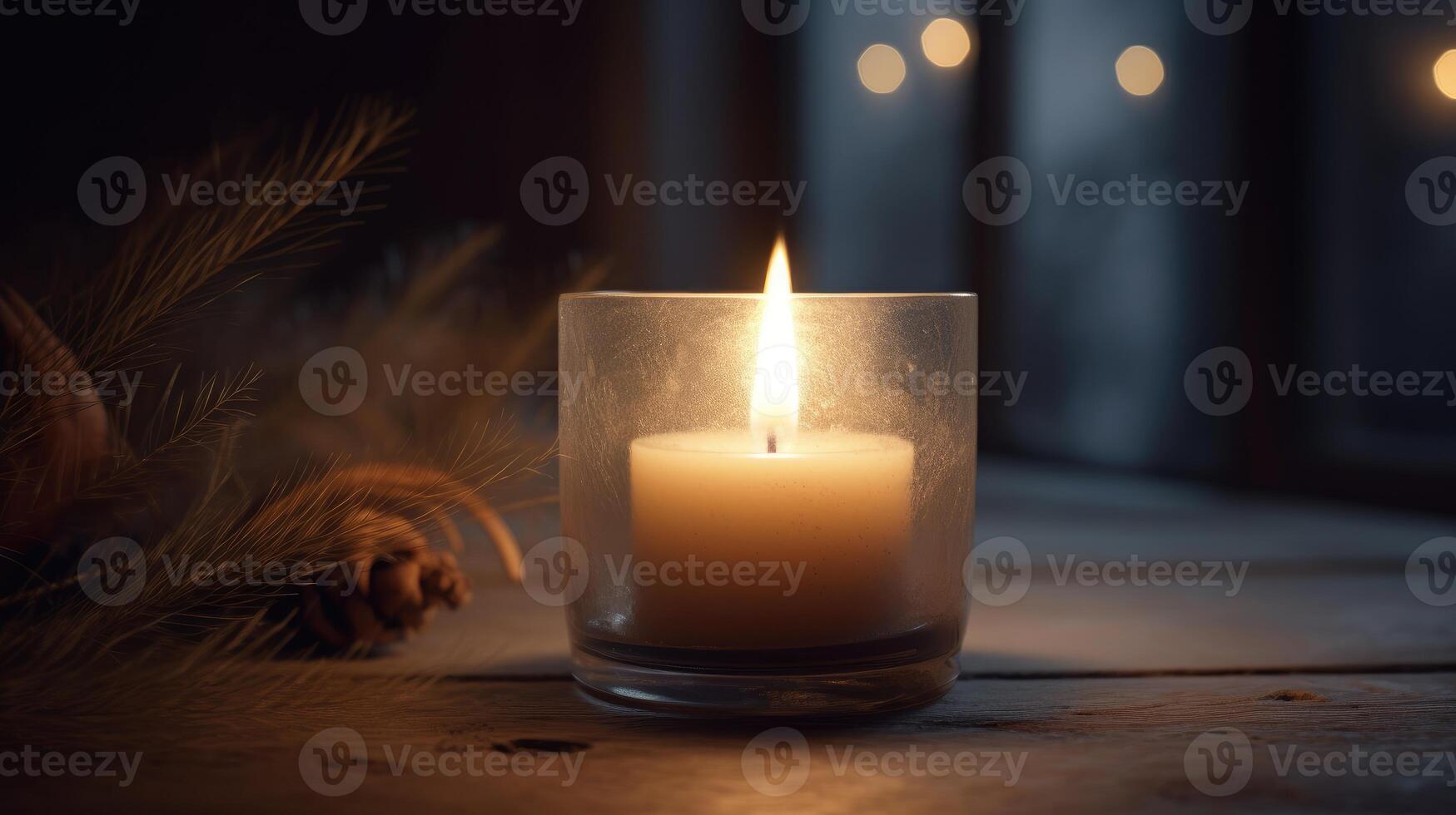 Third Advent - decorated Advent wreath from evergreen branches with white burning candles, tradition in the time before Christmas, copy space, selected focus. . photo