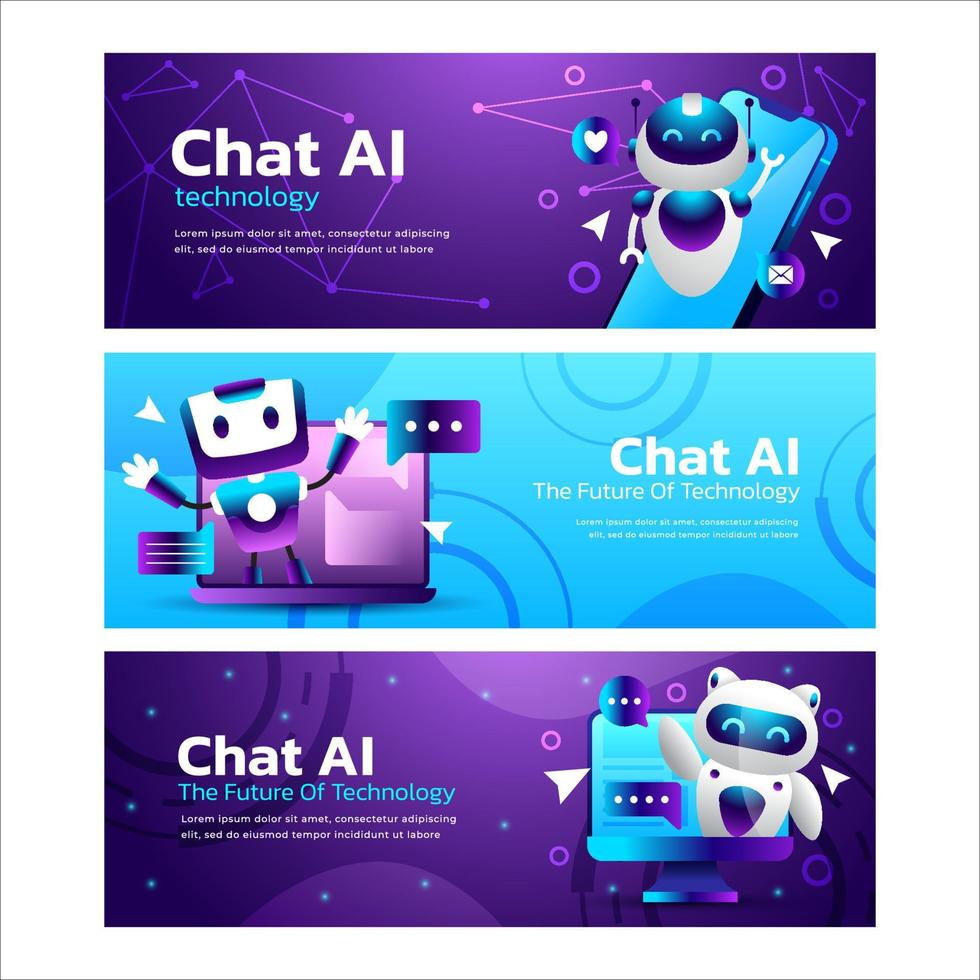 Artificial Intelligence Chat Banner Set vector