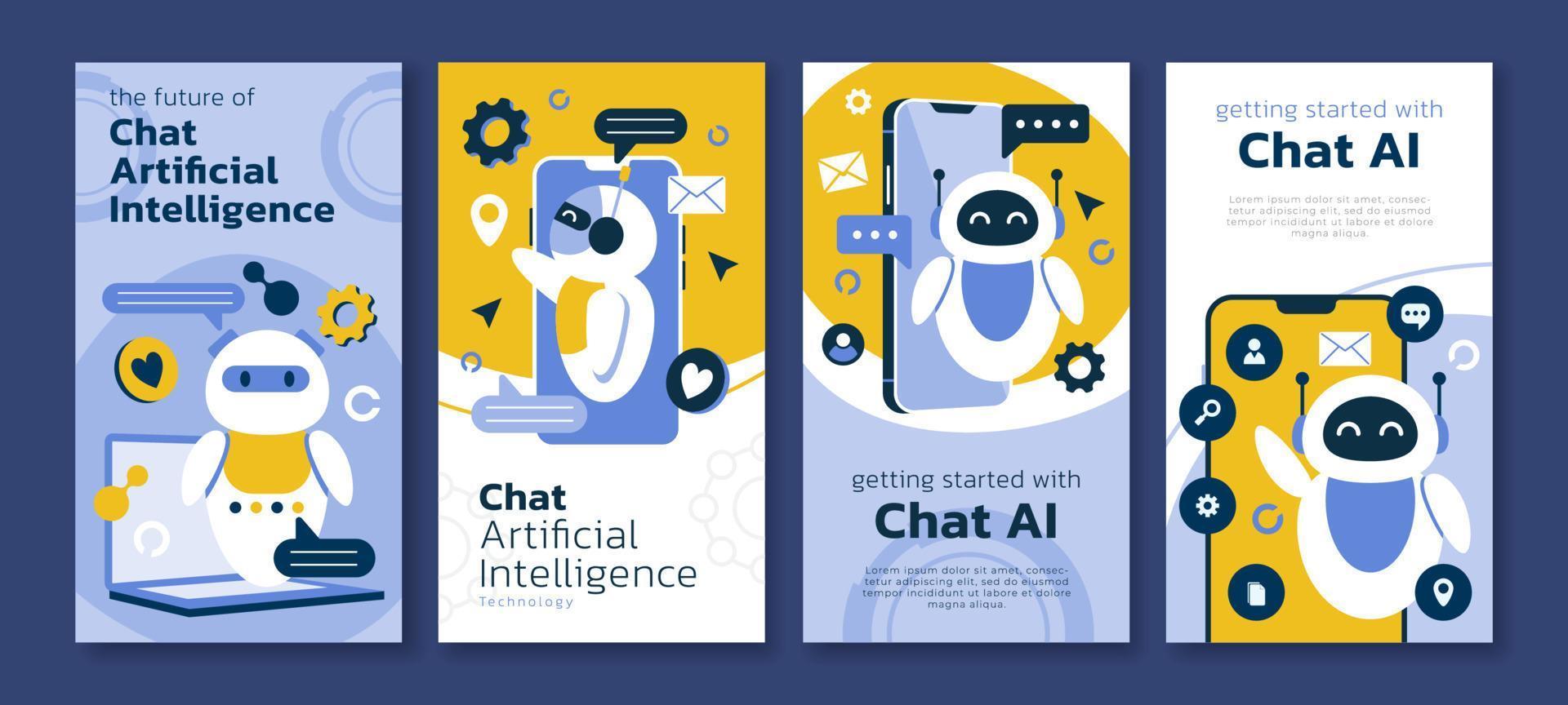 Artificial Intelligence Chat Social Media Set vector