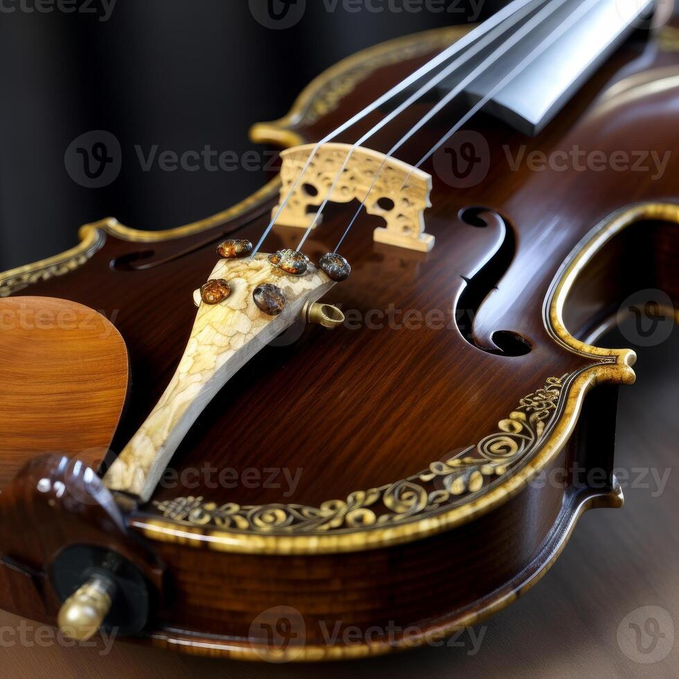 A close up image of beautiful elegant violin photo