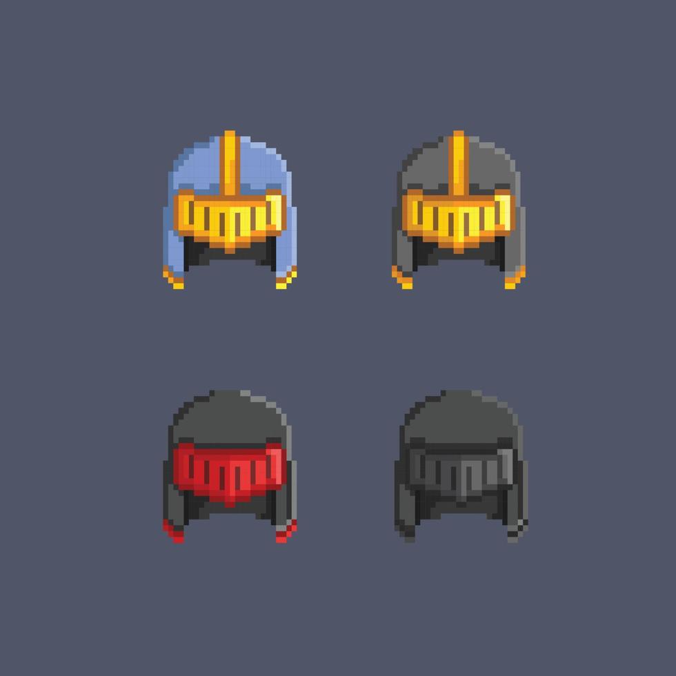 medieval helm in pixel art style vector