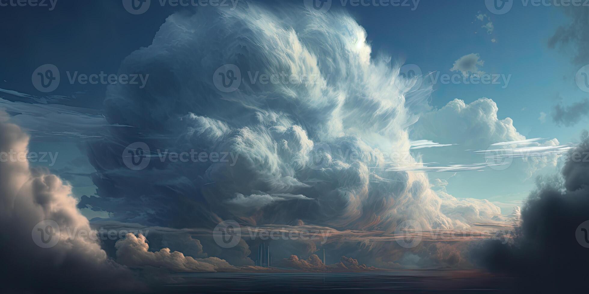 Storm clouds gather over a road that leads into the distance, creating a very dramatic landscape. . photo