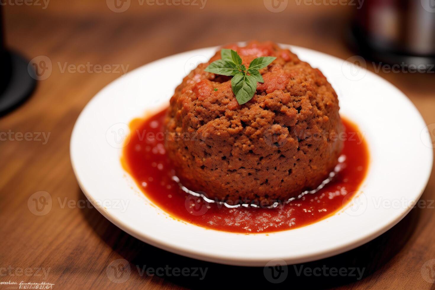 albóndigas con tomate salsa en un blanco lámina, de cerca. generativo ai foto