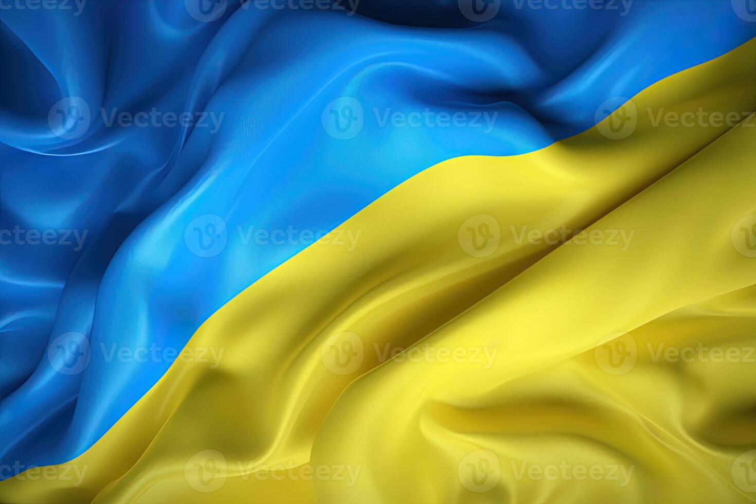 Blue and yellow background, waving the national flag of Ukrainian, waved highly detailed close-up. photo