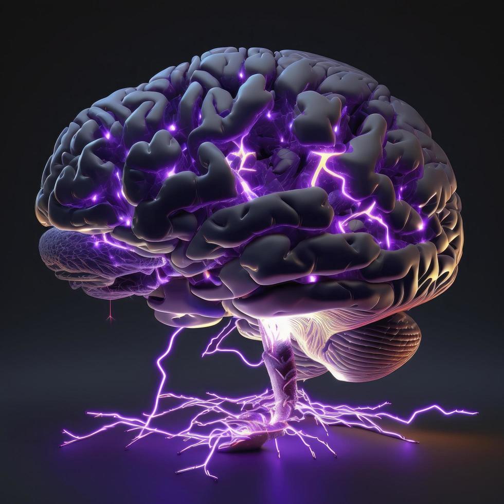 Human brain Medical and health care conceptual illustration, 3d render, Generate Ai photo