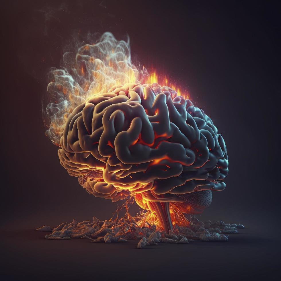 Human brain Medical and health care conceptual illustration, 3d render, Generate Ai photo