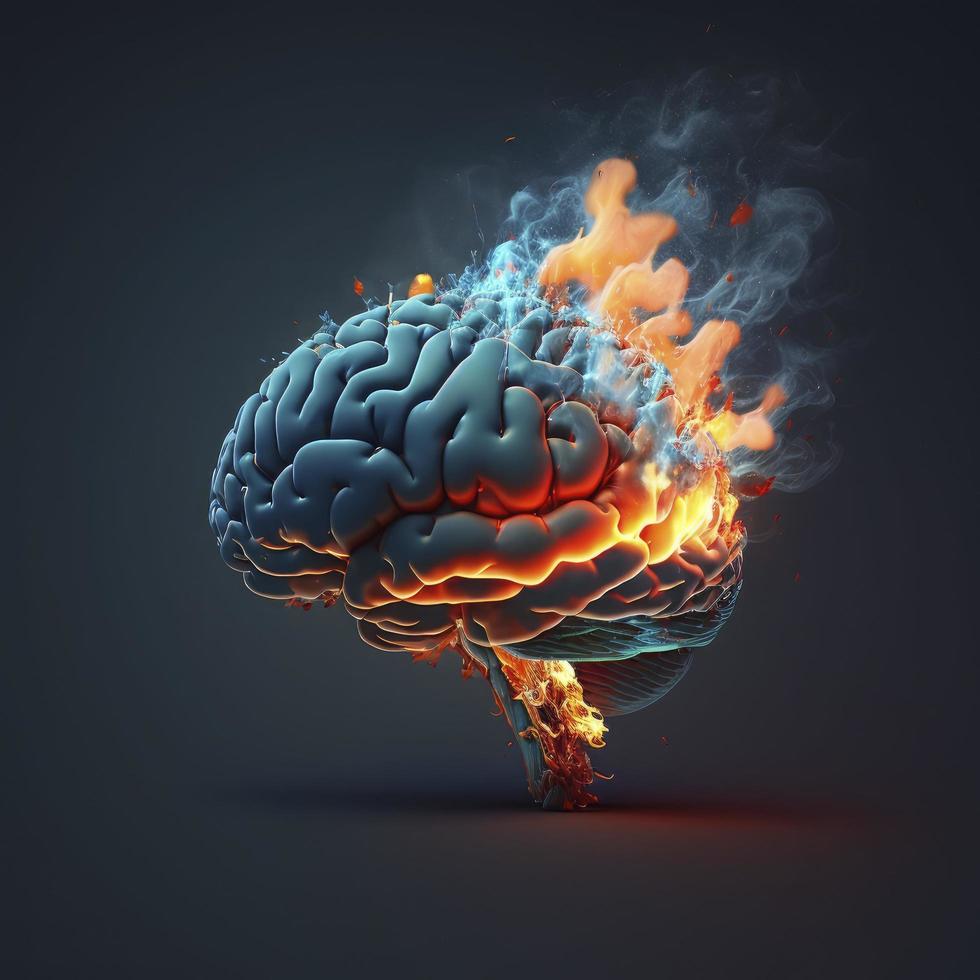 Human brain Medical and health care conceptual illustration, 3d render, Generate Ai photo