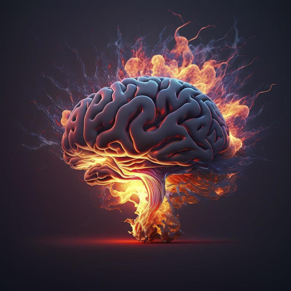 Human brain Medical and health care conceptual illustration, 3d render, Generate Ai photo