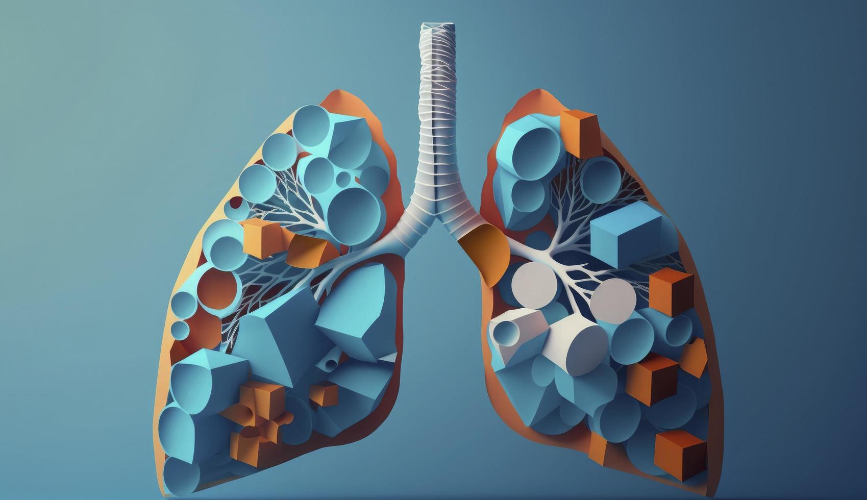 Lung disease frome smoking , air pollution on blue background, Generate Ai photo