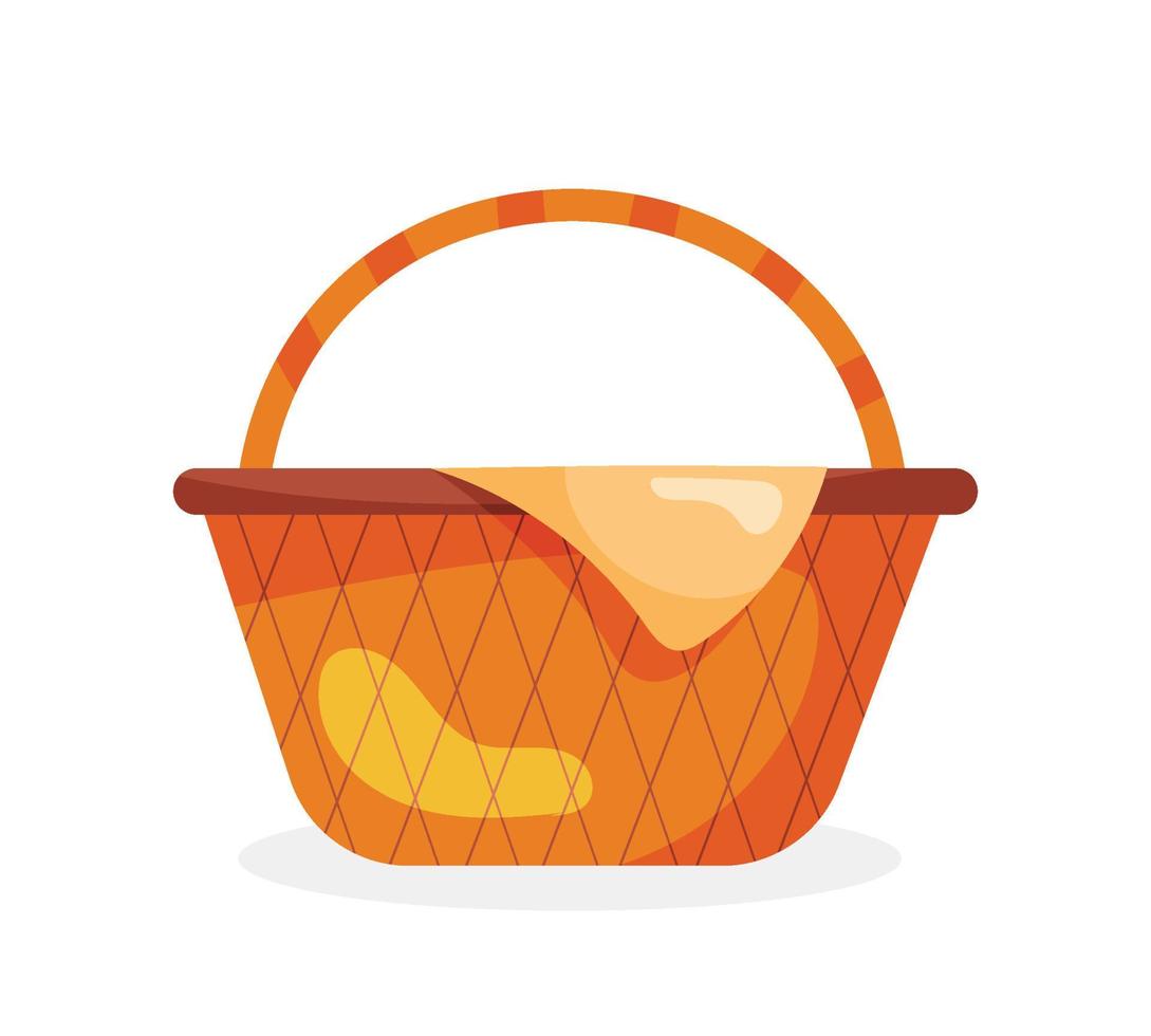 Picnic baskets straw isolated vector illustration