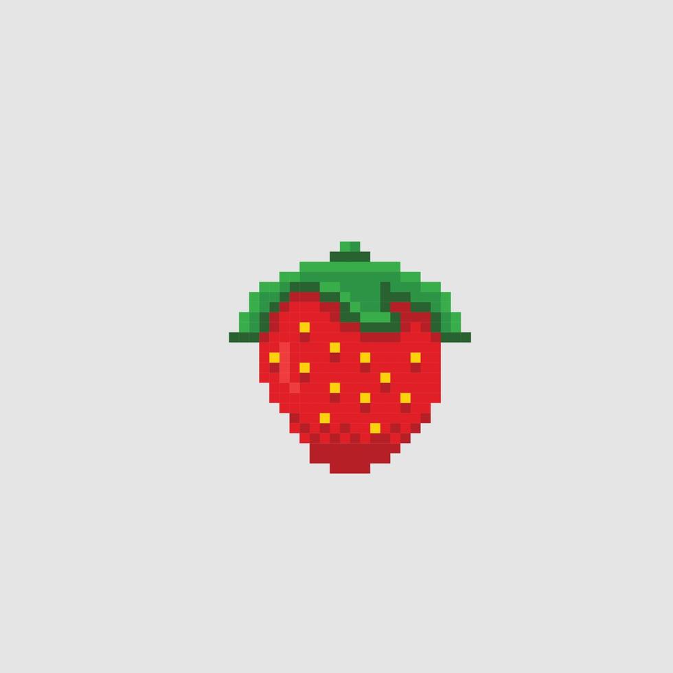 strawberry in pixel art style vector