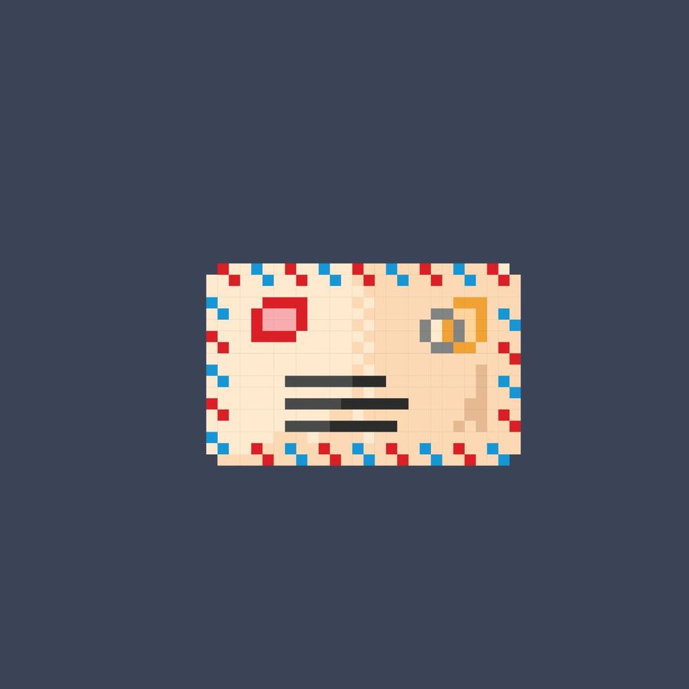 post mail letter in pixel art style vector