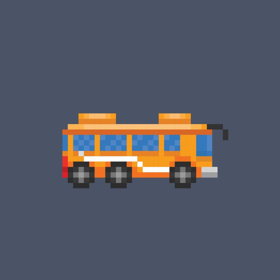 school bus in pixel art style vector