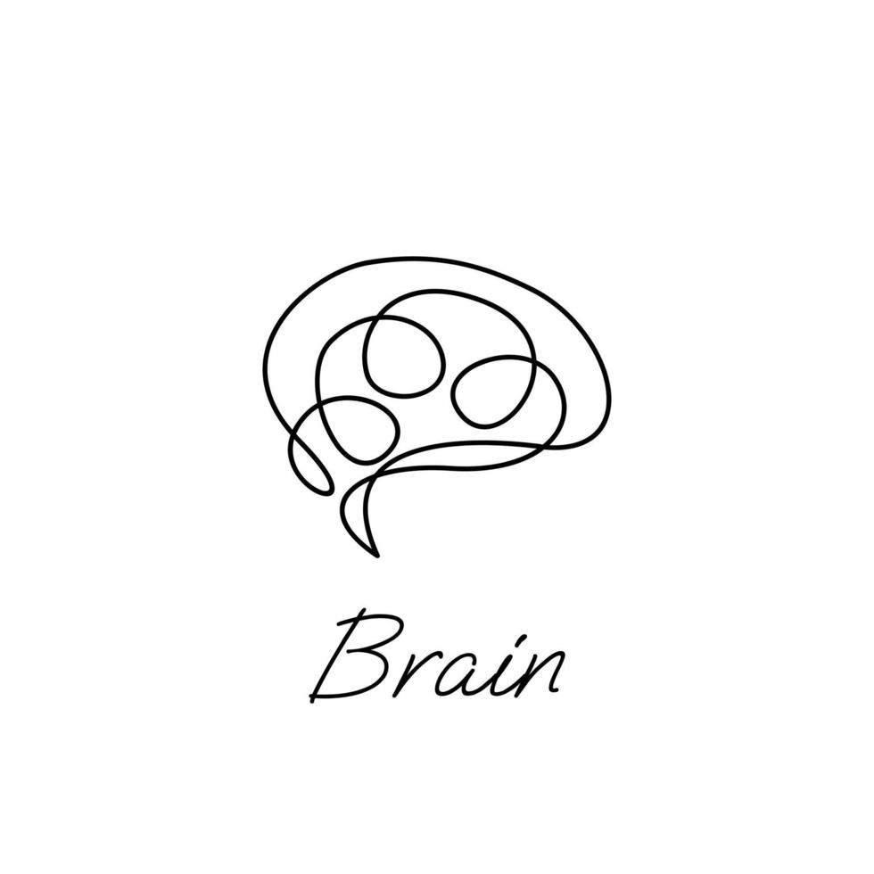 Brain icon continue single line illustration vector