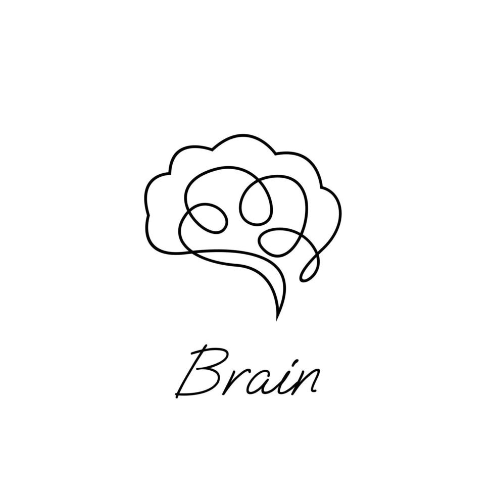 Brain icon continue single line illustration vector