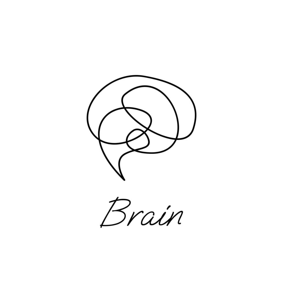 Brain icon continue single line illustration vector