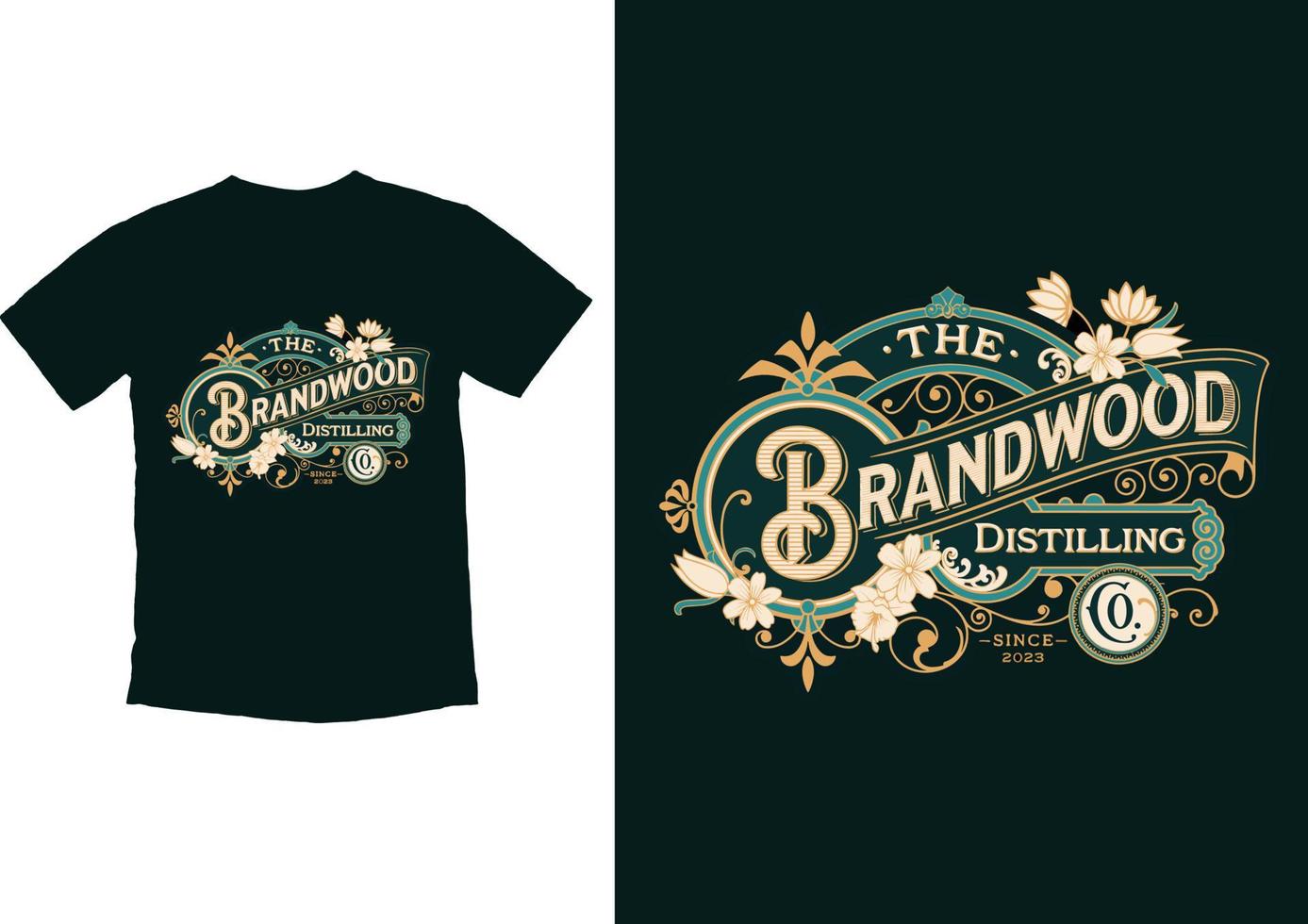 Vintage T-shirt design with floral ornament. Vector illustration.