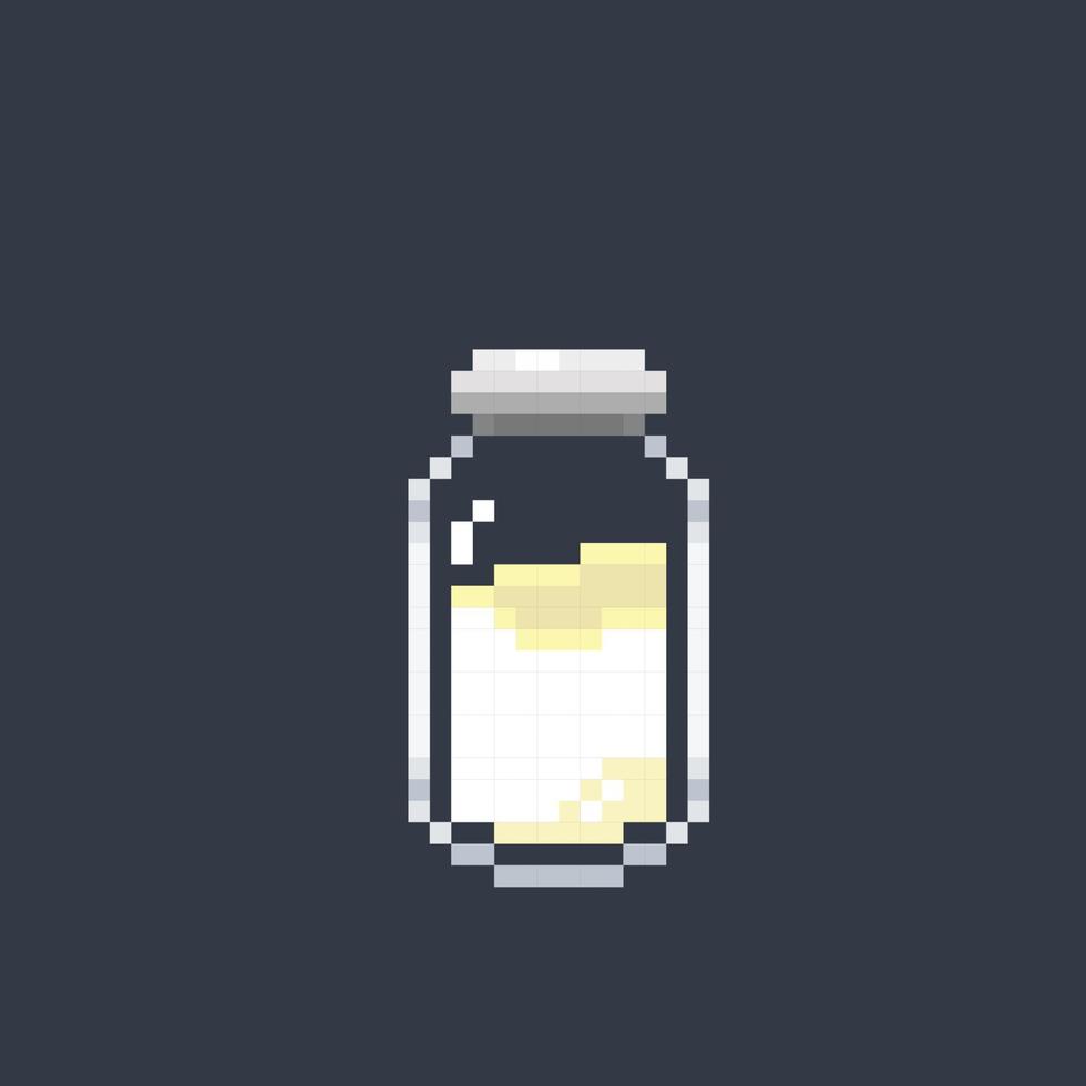 milk bottle in pixel art style vector