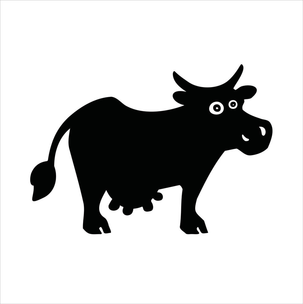 silhouette animal cartoon cow heifer vector illustration