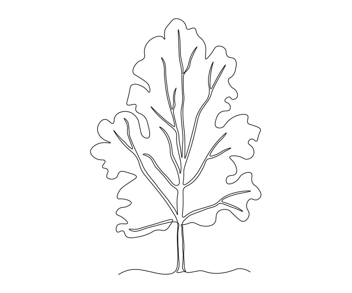 resumen árbol continuo uno línea dibujo vector