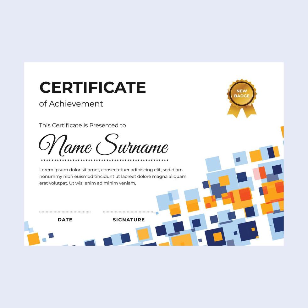 Modern certificate of achievement suitable for awards in corporate, personal business, and community vector