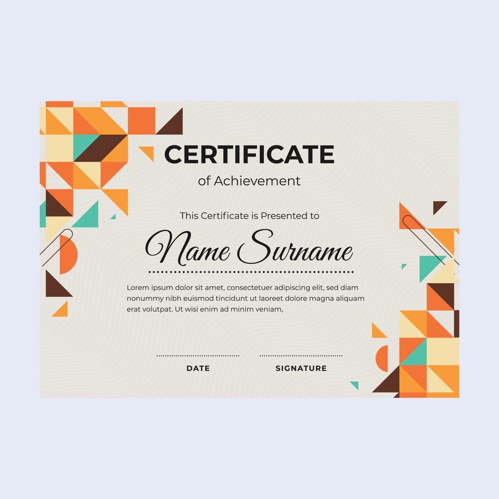 Stylish certificate of achievement suitable for awards in corporate, personal business, and community vector